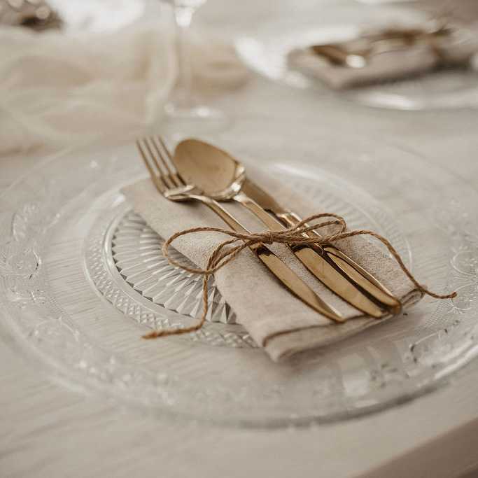 Gedeck-glasteller Gedeck Löffel, Messer, Gabel Gold