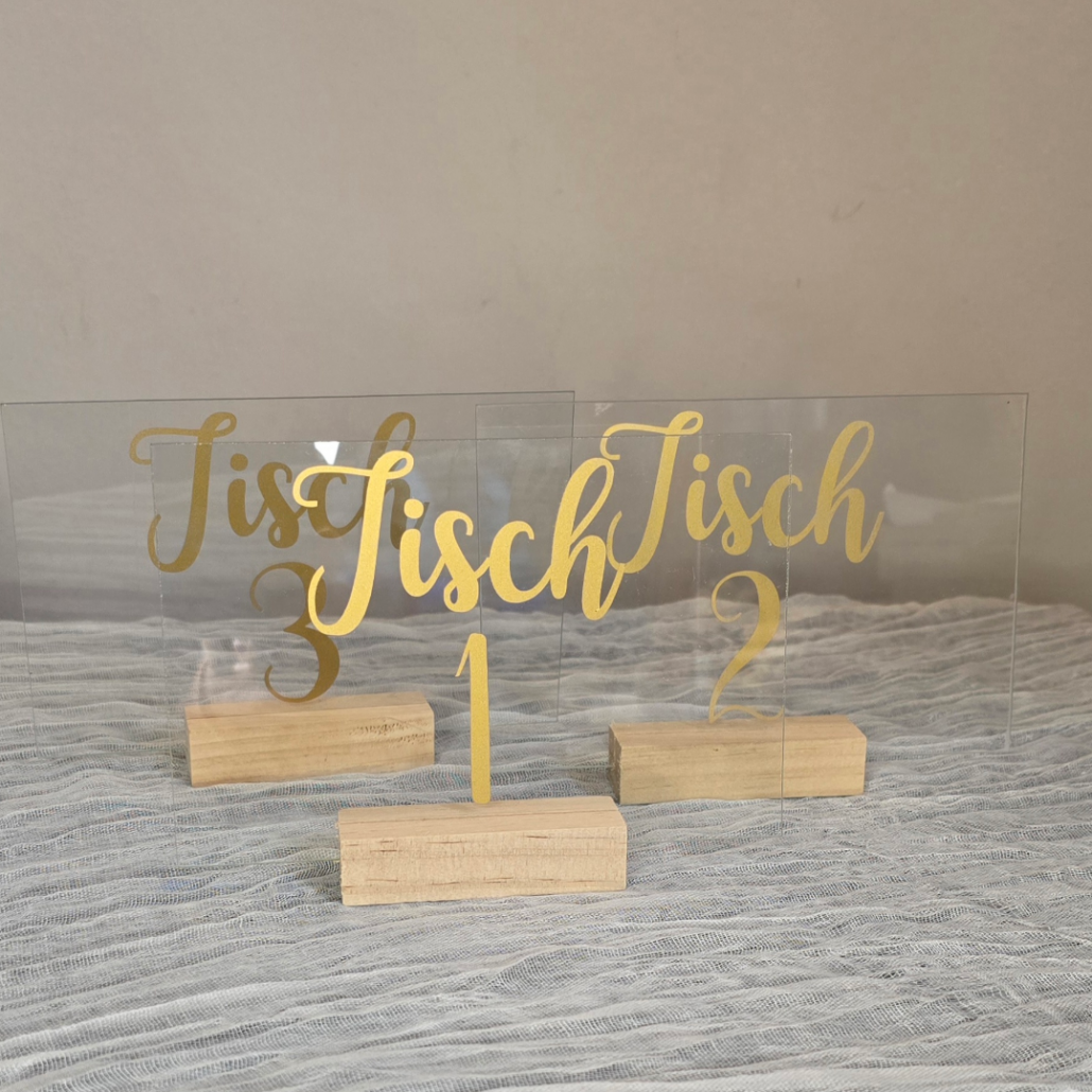 Tischnummer Glas